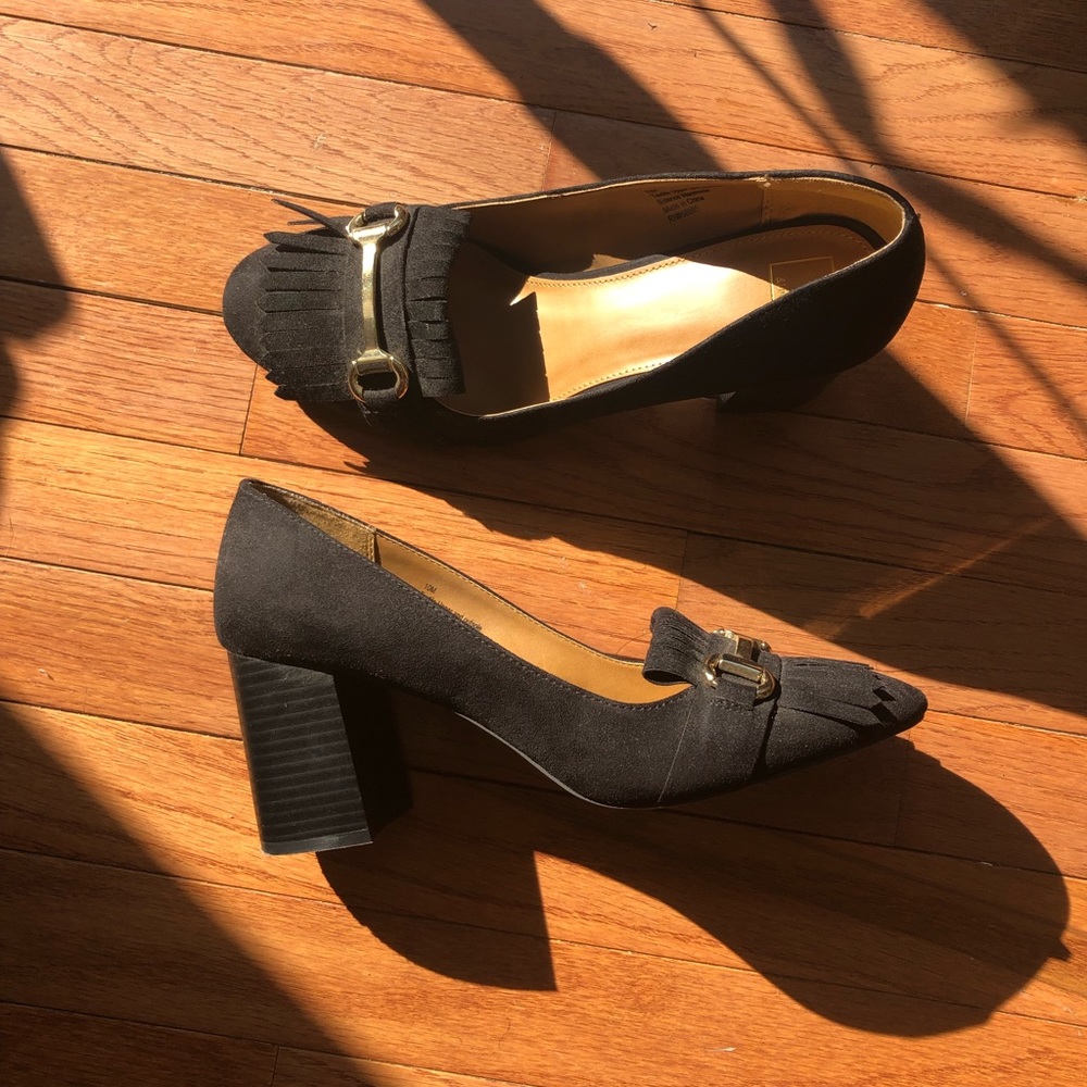 Black Faux Sued Heel